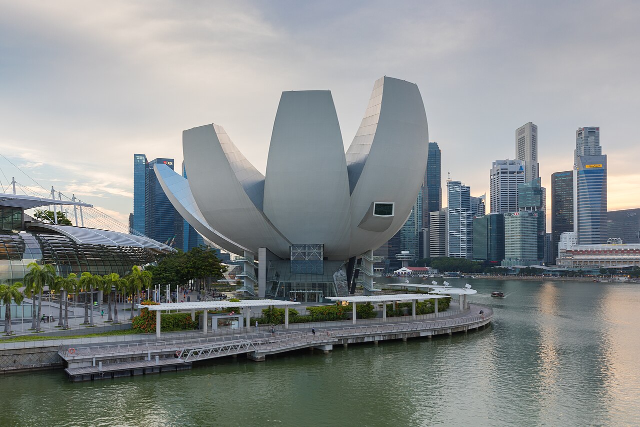 Marina Bay Sands integrated resort at evening twilight